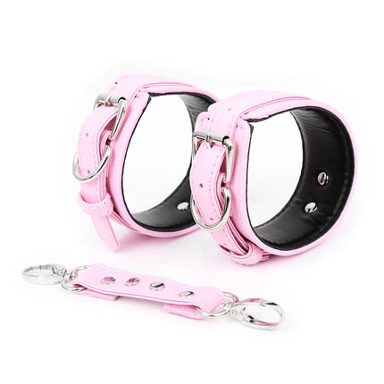 Professional BDSM Red Leather Harness Set Collar Handcuffs Restraint Kit for Women Slave Role Play Fetish Gear Adult Game Toy