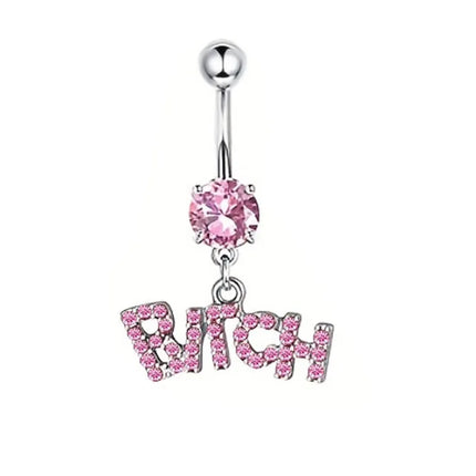 Pink Heart Shaped Navel Ring Ornament Water Drop 14G Belly Button Piercing Barbell Pendant Belly Nombril Piercing Women Jewelry