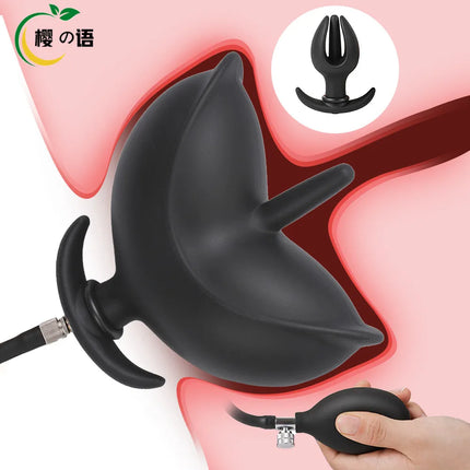 Super Long 5 Beads Inflatable Anal Plug Silicone Column Expandable Big Butt Plug Dildo Pump Ass Dilator BDSM Sex Toy for Couples