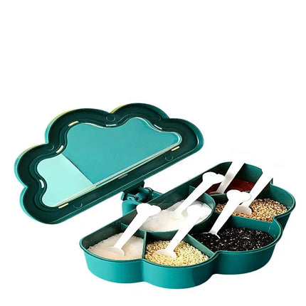 6 Grids Seasoning Box And Container With Clear Lid And Scoops Seasoning Storage Container For Salt Sugar Cruet