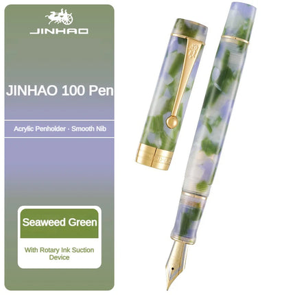 JINHAO 100 Acrylic Fountain Pen Beautiful Green Gift Pen EF/F/M with Converter Writing Office School Supplies Stationery