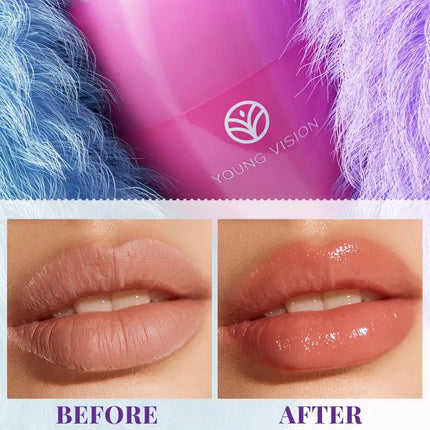 Fruit Flavored Lip Mask Egg Cherry Strawberry Blueberry Peach, Hydrating Reduces Lip Lines Lip Care, Portable Puff Ball Keychain