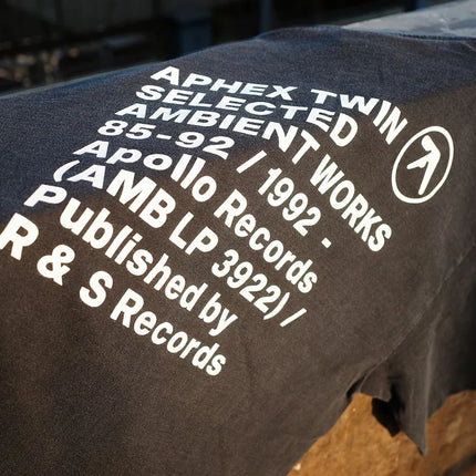 Men T-Shirt Aphex Twin Washed Black Print Cotton Graphic Oversized Korean Fashion Short Sleeve Tops Tees Y2k Streetwear Clothing