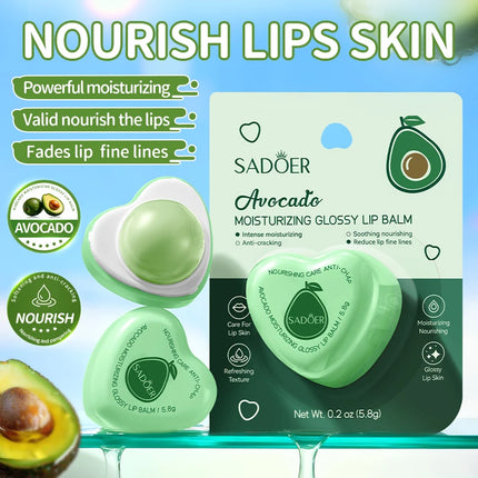 SADOER Avocado Moisturizing Lip Balm Hydrating Lipstick Nourishing Anti Cracking Plump Lips Lip Plumper Skin Care Cosmetics