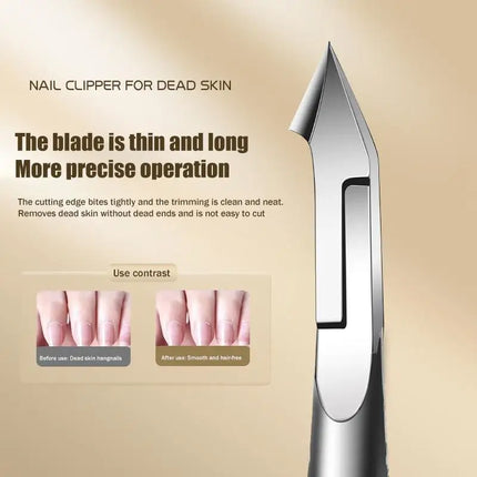 2in1 Nail Cuticle Nipper Stainless Steel Precision Dead Skin Remover Manicure Scissors for Salon and Personal Care