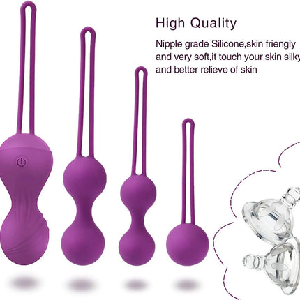4pcs Kegel Exercise Vagina Balls Vibrator Remote Control Trainer Beginners Shrink Massage Ball Vibrating Eggs Sex Toys For Women