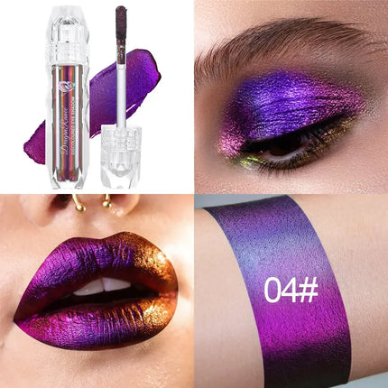 Optical Chameleons Eye Glitter Pigment Monochrome Holographic Navy Blue Green Shiny Metallic Liquid Lip Gloss Eye Shadow Stick