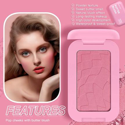 Matte Butter Powder Blush Bronzer Contour Natural Brighten Cheek Tint Rubores Single Color Blusher Rouge Palette Korean Makeup