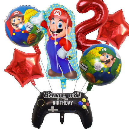 Cartoon Super Mary Balloon Set Mario Luigi Game Themed Birthday Party Decoration  Peach Princess Aluminum Film Balloon Kids Gift