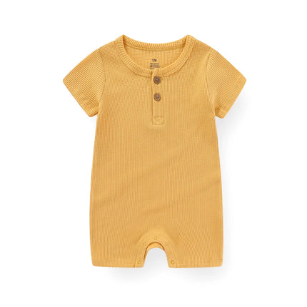 Kiddiezoom 1 PCS Fashion Four Seasons Unisex Solid Short Sleeve Baby Boy Girl Rompers 100%Cotton Soft Newborn Jumpsuit Clothes