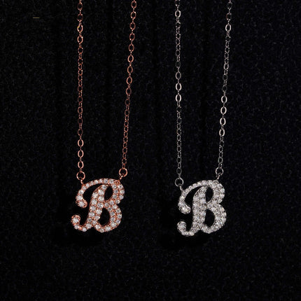 Iced Out Pendant Necklace  925 Silver Initial VVS Moissanite Letter Pendant Link Chain Necklace A-Z  for Men Women