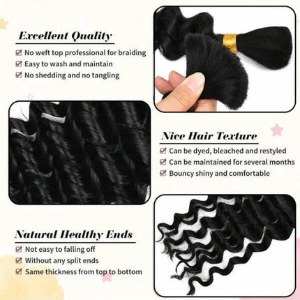 Human Braiding Hair Deep Water Wave Bulk 110g 2 Bundles Human Hair Bulk For Braiding Full And Thick No Weft Human Hair Extension