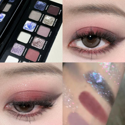12 Colors Metallic Eyeshadow Palette Pearl Matte Sparkling Shimmer Blue Eye Shadow Highlighter Brighten Glitter Halloween Makeup