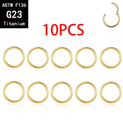 1/10PCS ASTM F136 Titanium Hinged Hoop Nose Rings 20G 18G 16G Septum Ring Wholesale Body Piercing Jewelry Cartilage Rook Earring