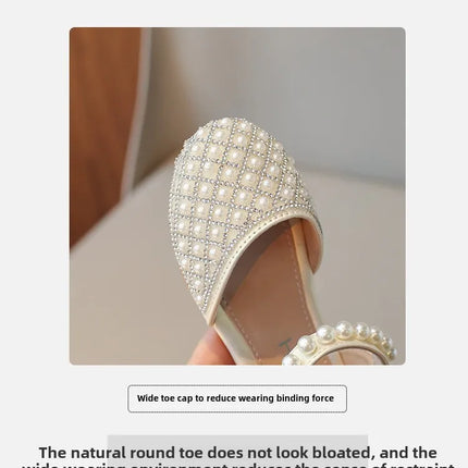 Girls LeatherShoesChildren's Crystal Shoes 2025Spring Summer New Little Girls Princess Shoes Fashion Shiny RhinestoneDance Shoes