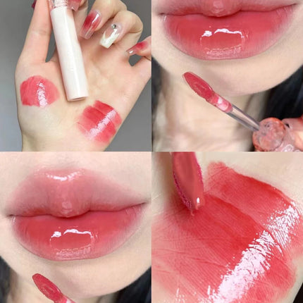 Cherry Pink Waterproof Mirror Finish Water Lip Gloss Nude Brown Clear Tint Glass Lip Oil Liquid Makeup for Luminous Look