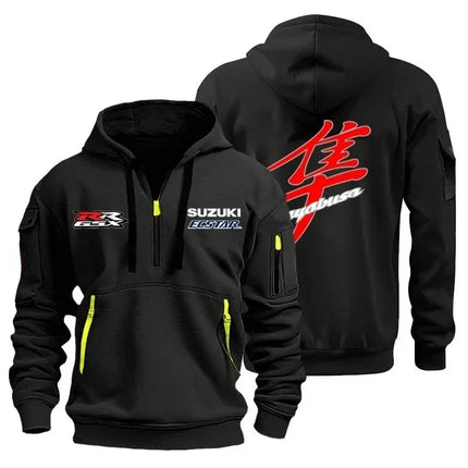 Suzuki Logo Men's Outdoor Hoodie Half Stand Collar Warm Shirt for Cycling Autumn/Winter 2026 New Collection
