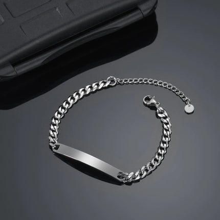 Stainless Steel Engrave Name Bracelet For Men Personalized  Nameplate Date DIY Bracelets For Male Boy Jewelry Birthday Gift