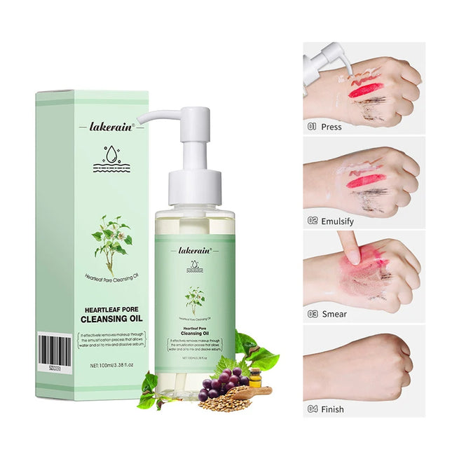 Houttuynia Cordata Cleansing Oil - Gentle Deep Pore Makeup Remover for Waterproof Mascara & Long Wear Foundation Non-irritating