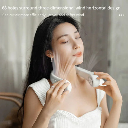 2026 New Upgrade 2026 Portable Neck Fan 4000mah Rechargeable USB Leafless Air Conditioner Bladeless Fans Hanging Neck Cooler For