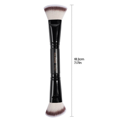 MAANGE 2 In 1 Flat/Angled Double Head Makeup Brushes Foundation Concealer Contour Brush for Blending Loose Powder Liquid Cream