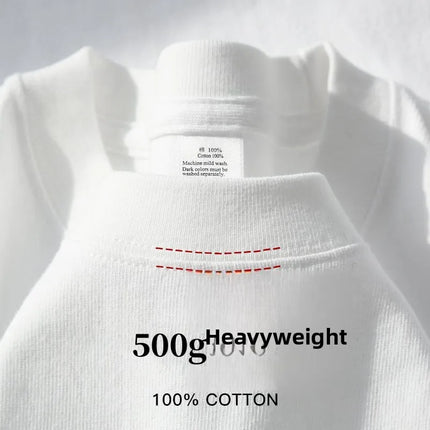 xinjiang cotton500G Heavy PureCotton Thick Drop Shoulder Short sleeve T-shirt Solid Loose Casual Men's and Women's Basic Half