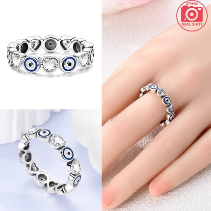 Original Romantic Heart-shaped White Zircon Shell Bowknot Rings 925 Sterling Silver  Women Jewelry Valentine's Day Birthday Gift