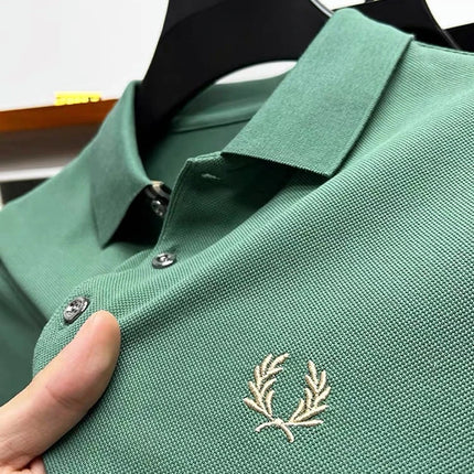 2025 Men's Embroidered Casual Polo Luxury Clothing High-Quality Brand 2024 Cotton Lapel Short Sleeved Summer 100%