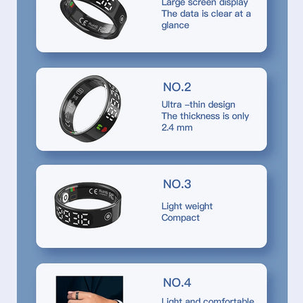 New Smart Ring with Screen 5ATM Waterproof Diving Swim Heart Rate Blood Oxygen Sleep Monitor Multi Sport Mode Gesture Control