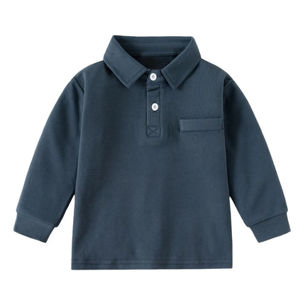 2-6 Y Spring Children Long Sleeve POLO Shirt School Uniform Turn-Down Collar Shirt Tops for Toddler Baby Boys Kids Clothes