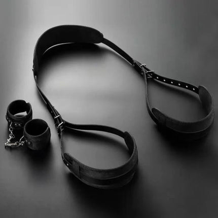 [Y]1Pc Sex Bondage Kit Bed Restraints Set Handcuffs Neck To Thigh Adjustable Leg Straps Handcuffs For Adult Couples Game Play
