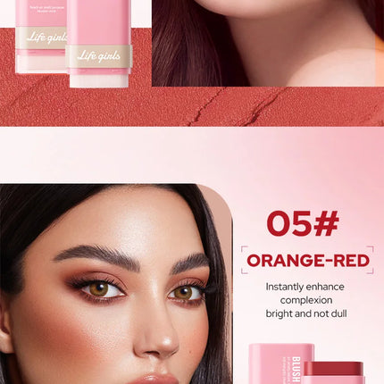 Life Girls Peach air multi purpose blusher stick,Natural and comfortable to wear, with a natural makeup effect. Highlighting blu