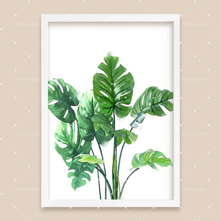 Bohemian Watercolor Tropical Plant Canvas Painting Monstera Banana Leaf Eucalyptus and Fern Art Posters Aesthetic Bedroom Decor