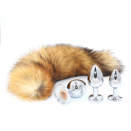 Changeable Anal Plug Fox Tails Metal Anal Sex Toys Butt plug Sex Games Role play Cosplay Toys  Drop Shipping