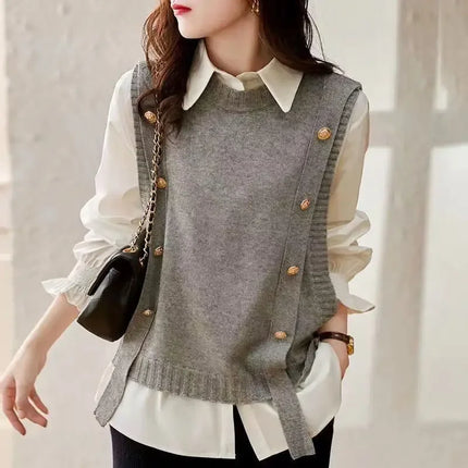 New Fashionable Preppy Style Women's Shirt Underwear Vest Autumn Winter Versatile Student Clothing Outside Matching