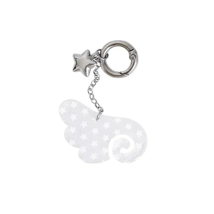 Wings Shape Carabiner Acrylic Keychain Y2K Punk  Angel Wings Bag Pendant Heart Cross White DIY Keychain Bag Hanging Decor