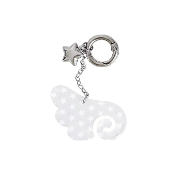 Wings Shape Carabiner Acrylic Keychain Y2K Punk  Angel Wings Bag Pendant Heart Cross White DIY Keychain Bag Hanging Decor