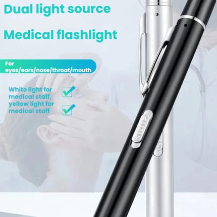 Rechargeable Medical Handy Pen Light Mini Nursing Flashlight 2 in 1 Pocket LED Torch Penlight Light Outdoor Fishing Tool