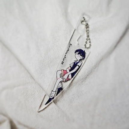 Game Omori Sunny Cosplay Keychain Transparent Acrylic Knife Pendant Keyring Key Chain Bag Ornament Accessories Decoration Props