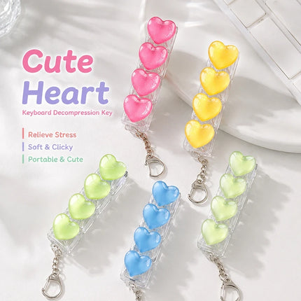 Heart Keyboard Fidget Keychain Stress Releasing Decompression Keychain Press The Keyboard Button Bags Hanging Charm Pendant Gift