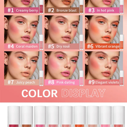 Beauty Liquid Blush Lipstick Blush Eyes Cheek Blusher Waterproof Mositure Face Contour Shadow Liquid Lip Gloss Plump Makeup