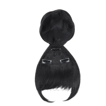 Synthetic Bun & Bang Set 2PCS Braided HairBun Bangs Straight Clip in High Bun with Bangs Clip on Hair Piece for Black Women