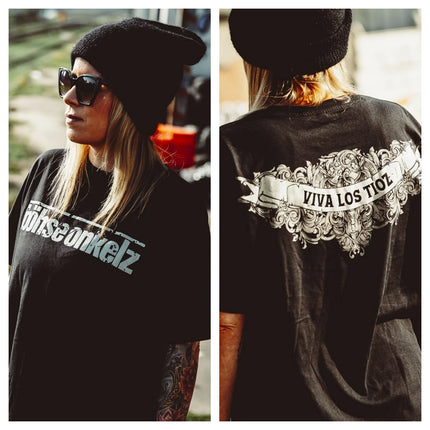 Böhse Onkelz Double-Sided Graphic T-Shirt: Front Band Logo & Back "Viva Los Tioz" Ornate Print T-shirt