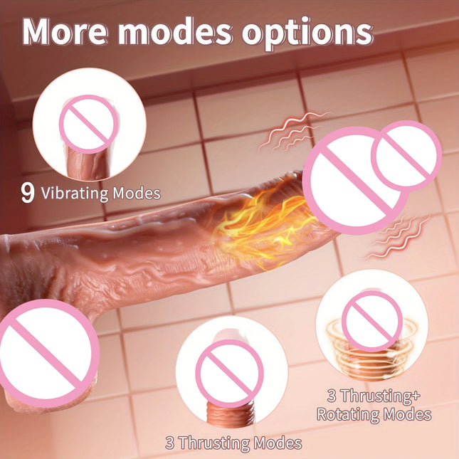 Realistic Dildo Vibrator for 18+ Women Suction Cup 9 Vibrations 3 Thrusting Swing Heating Modes APP Remote Control Adult Sex Toy