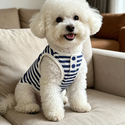 Pet Dog Vest Summer Cool Dog Shirt Cute Striped Puppy Clothes Breathable Cat Vest Bulldog Chihuahua Dog Clothes Pet Shirt