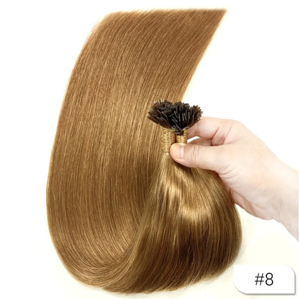 100% Human Hair for Women Straight Keratin Flat Tip Capsule High Quality Flat Tip Hair Extension Human Hair Natural 613# Ombre