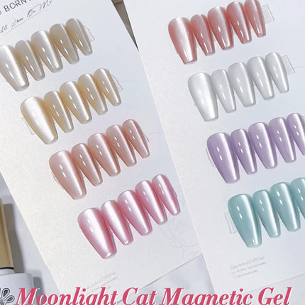 BORN PRETTY Cat Magnetic Moonlight Gel Nail Polish Set 10ml Sparking White Silver Water-light Soak Off UV Gel Nail Art Manicure