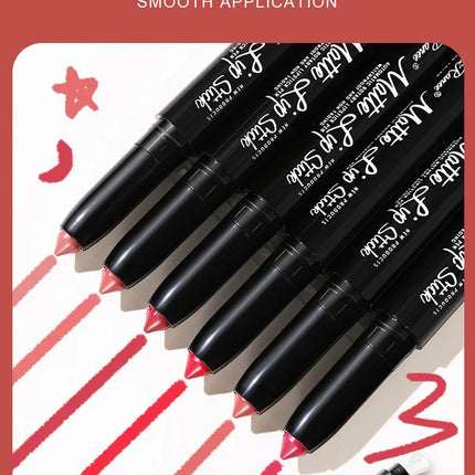 12 Colors Lipstick Pencil Matte Velvet Waterproof Long-lasting Non-stick Cup Lip Stick Sexy Rose Red Automatic Lip Liner Makeup