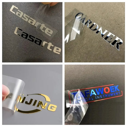 100PCS Custom UV Transfer Stickers Shiny Gold Silver Crystal Labels 3D Metallic Logo Sticker for Brand Wedding Packaging