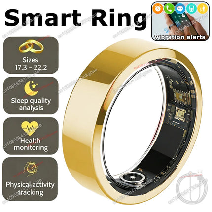 Smart Ring Vibration Alerts for Incoming Calls, Messages Heart Rate Monitor IP68 Waterproof Multi-sport Mode Smartring Man Women